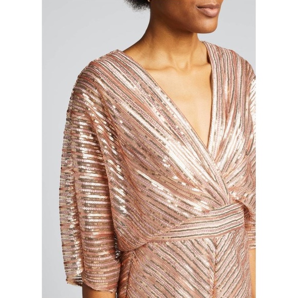 Theia Sequin Embroidered Tulle Kimono Jumpsuit - size 2 - Picture 3 of 11